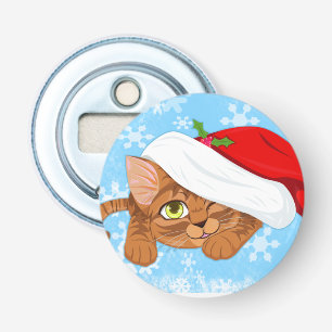 Holiday Kitten Button Flesopener