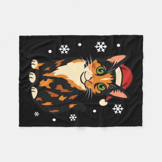 Holiday Kitten Cute Christmas Cat Design Uni Long  Fleece Deken (Voorkant (Horizontaal))