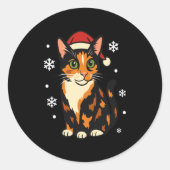 Holiday Kitten Cute Christmas Cat Design Uni Long  Ronde Sticker (Voorkant)