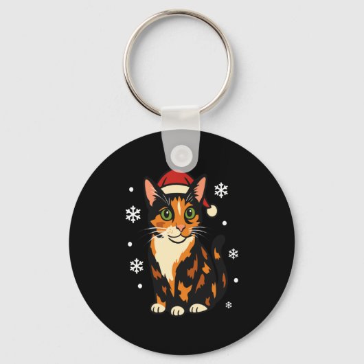 Holiday Kitten Cute Christmas Cat Design Uni Long  Sleutelhanger (Voorkant)