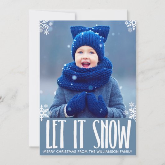Holiday laat blauw Snowflake kerstfoto maken Feestdagenkaart (Voorkant)