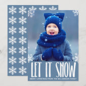 Holiday laat blauw Snowflake kerstfoto maken Feestdagenkaart (Voorkant / Achterkant)