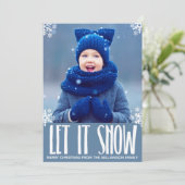 Holiday laat blauw Snowflake kerstfoto maken Feestdagenkaart (Staand voorkant)