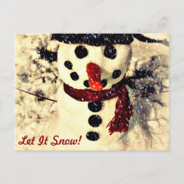 Holiday Laat het Schattig Snowman sneeuwen Feestdagenkaart