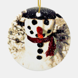 Holiday Laat het Schattig Snowman sneeuwen Keramisch Ornament
