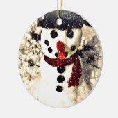 Holiday Laat het Schattig Snowman sneeuwen Keramisch Ornament (Links)