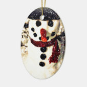 Holiday Laat het Schattig Snowman sneeuwen Keramisch Ornament (Links)