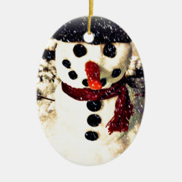 Holiday Laat het Schattig Snowman sneeuwen Keramisch Ornament