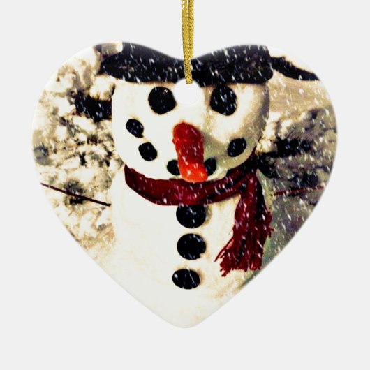Holiday Laat het Schattig Snowman sneeuwen Keramisch Ornament (Voorkant)