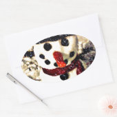 Holiday Laat het Schattig Snowman sneeuwen Ovale Sticker (Envelop)