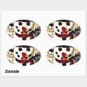 Holiday Laat het Schattig Snowman sneeuwen Ovale Sticker (Vel)
