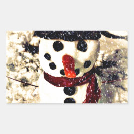 Holiday Laat het Schattig Snowman sneeuwen Rechthoekige Sticker