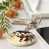 Holiday Laat het Schattig Snowman sneeuwen Sleutelhanger (Zijkant)