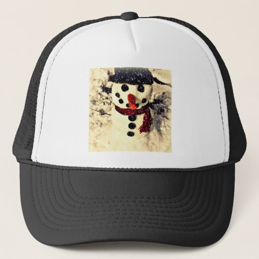 Holiday Laat het Schattig Snowman sneeuwen Trucker Pet (Voorkant)