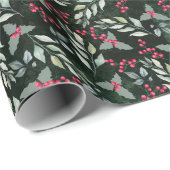 Holiday Land Holly Berries Kerstmis Cadeaupapier (Rol Hoek)