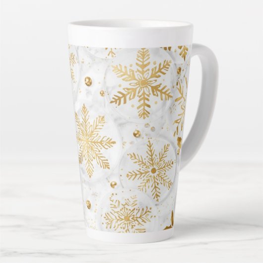Holiday latte cup in gold and white latte mok (Rechterhoek)