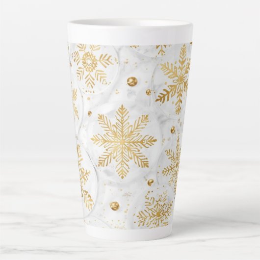 Holiday latte cup in gold and white latte mok (Voorkant)