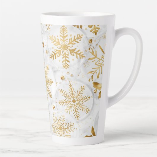 Holiday latte cup in gold and white latte mok (Rechts)