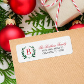 Holiday Laurel Wreath Monogram Etiket