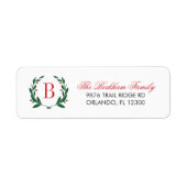 Holiday Laurel Wreath Monogram Etiket (Voorkant)