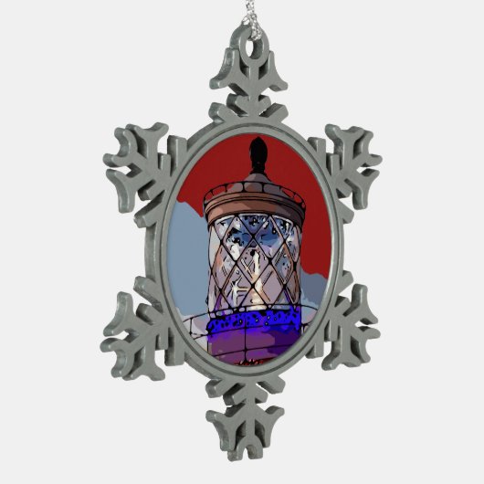 HOLIDAY LIGHTHOUSE TIN SNEEUWVLOK ORNAMENT (Links)