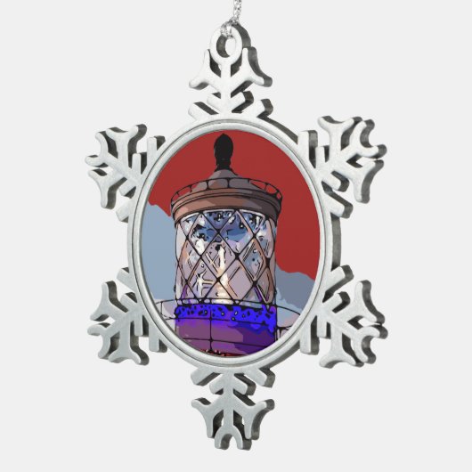 HOLIDAY LIGHTHOUSE TIN SNEEUWVLOK ORNAMENT (Rechts)