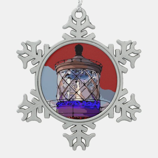 HOLIDAY LIGHTHOUSE TIN SNEEUWVLOK ORNAMENT (Voorkant)