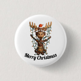 Holiday Lights Moose Ronde Button 3,2 Cm