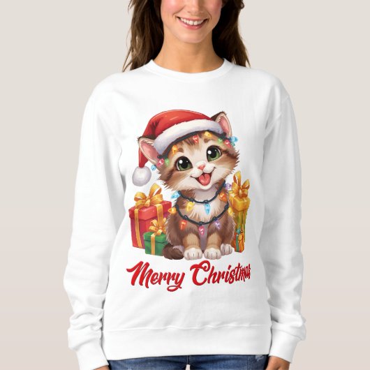 Holiday Lights & Whiskers Trui (Voorkant)