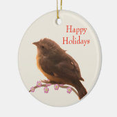 Holiday Little Bird op Beige Keramisch Ornament (Links)