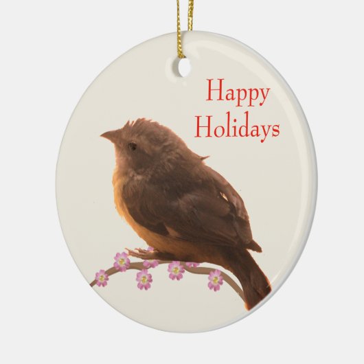 Holiday Little Bird op Beige Keramisch Ornament (Links)