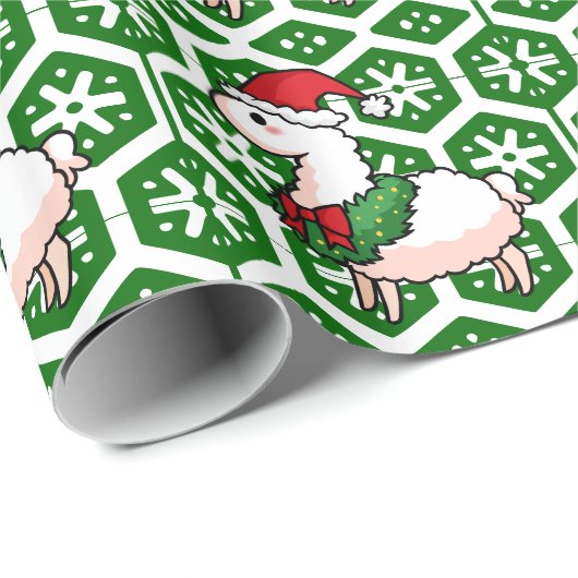 Holiday Llama Elf Cadeaupapier (Rol Hoek)