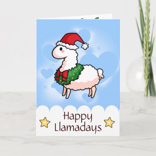 Holiday Llama Elf Feestdagen Kaart (Voorkant)