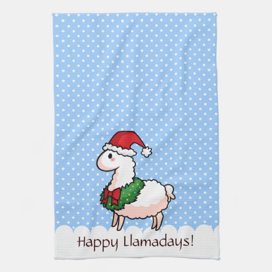 Holiday Llama Elf Theedoek (Verticaal)