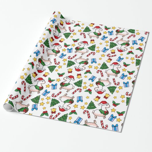 Holiday Llama Madness Cadeaupapier (Uitgerold)