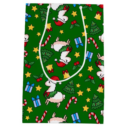 Holiday Llama Madness Medium Cadeauzakje (Achterkant)