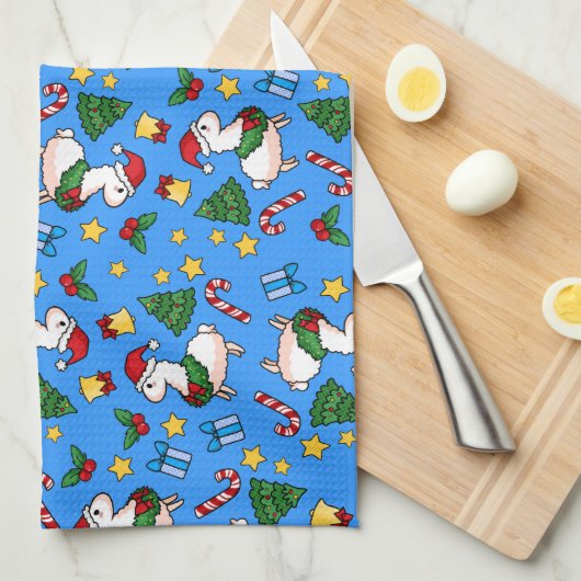 Holiday Llama Madness Theedoek (Quarter Fold)