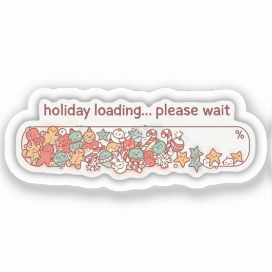 Holiday Loading Progress Bar Cute Christmas Vinyl Sticker (Voorkant)