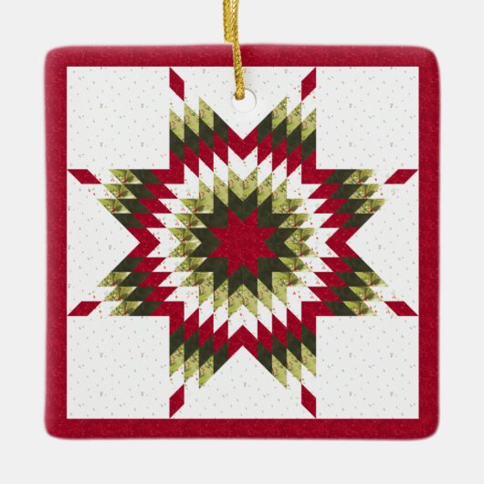Holiday Lone Star Quilt Design Keramisch Ornament (Voorkant)