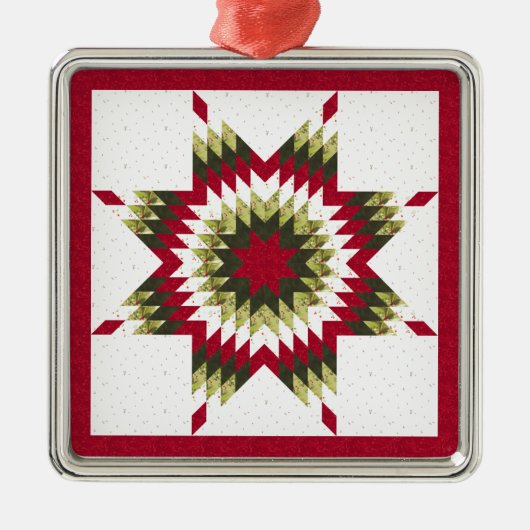 Holiday Lone Star Quilt Design Metalen Ornament (Voorkant)