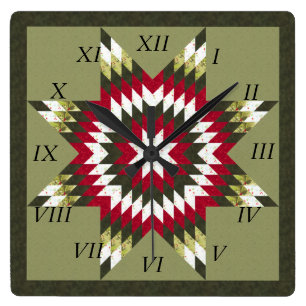 Holiday Lone Star Quilt Design Vierkante Klok
