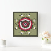 Holiday Lone Star Quilt Design Vierkante Klok (Huis)