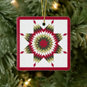Holiday Lone Star Quilt Ontwerp Keramisch Ornament