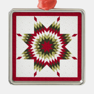 Holiday Lone Star Quilt Ontwerp Metalen Ornament