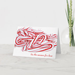 Holiday Love Candy Cane Heart Feestdagen Kaart