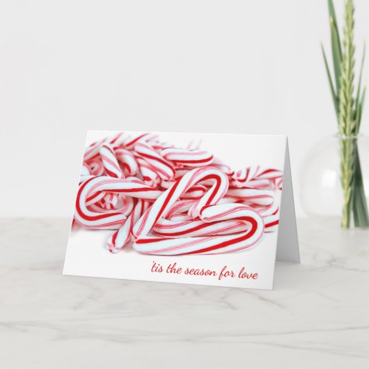 Holiday Love Candy Cane Heart Feestdagen Kaart (Voorkant)