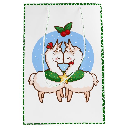 Holiday Love Llamas Medium Cadeauzakje (Voorkant)