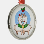 Holiday Love Llamas Metalen Ornament (Rechts)