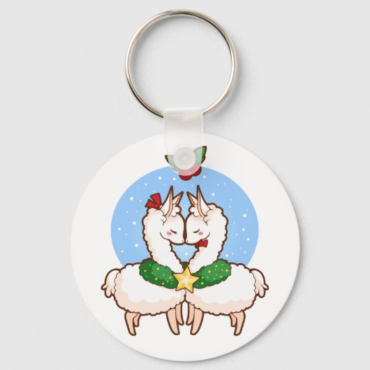 Holiday Love Llamas Sleutelhanger (Voorkant)