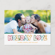 Holiday Love Merry & Bright Christmas Briefkaart